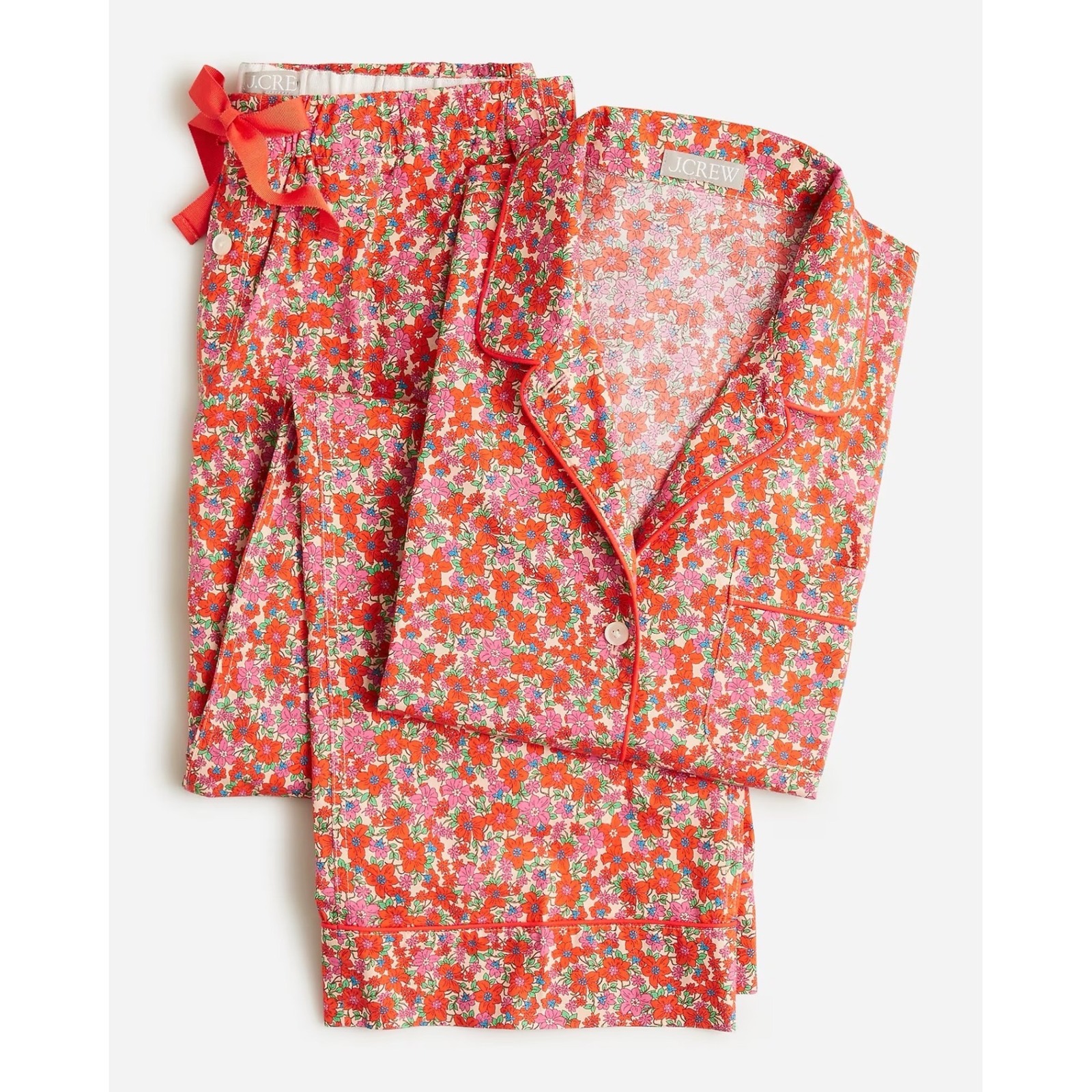 J. Crew Long-Sleeve Cotton Poplin Pajama Set In Brilliant Blooms Small Floral